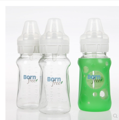 美国Born free 婴儿宽口玻璃防胀气奶瓶 160ml 3只装