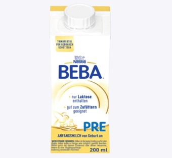 雀巢BEBA铂金版PRE段婴幼儿配方液态奶粉水奶200ml/瓶